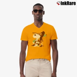 Men’s Snoopy And Woodstock Thanksgiving Celebrate V-Neck Tee in orange | Sharp, Breathable, Everyday Staple