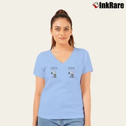 Women’s Snoopy Anytime Is Coffee Time V-Neck Tee in light blue | Chic Neckline, Soft Texture