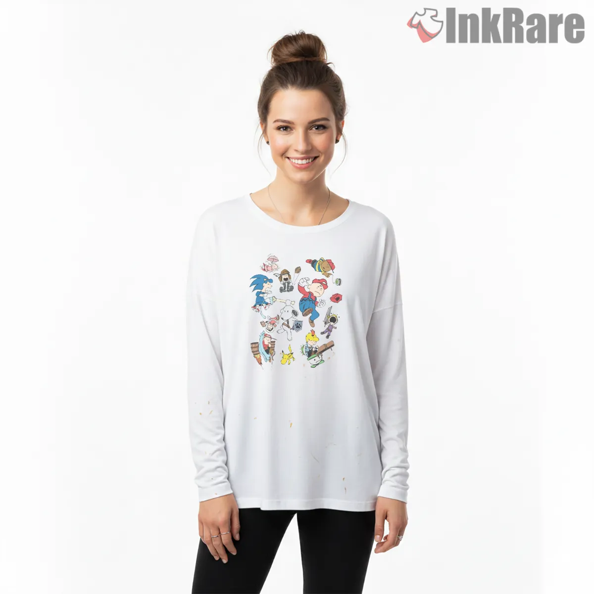 Snoopy Arcade Game Mashup Adventure Long Sleeve White Snoopy Arcade Game Mashup Adventure Shirt on white long sleeve shirt for women graphic tee