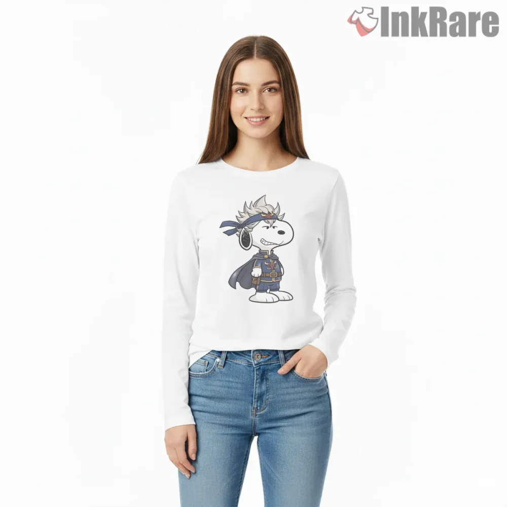 Snoopy As Asta Magic Knight Hero Shirt on white long sleeve shirt for women graphic tee