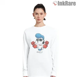Snoopy As Franky Cyborg Powerhouse Shirt on white long sleeve shirt for women graphic tee