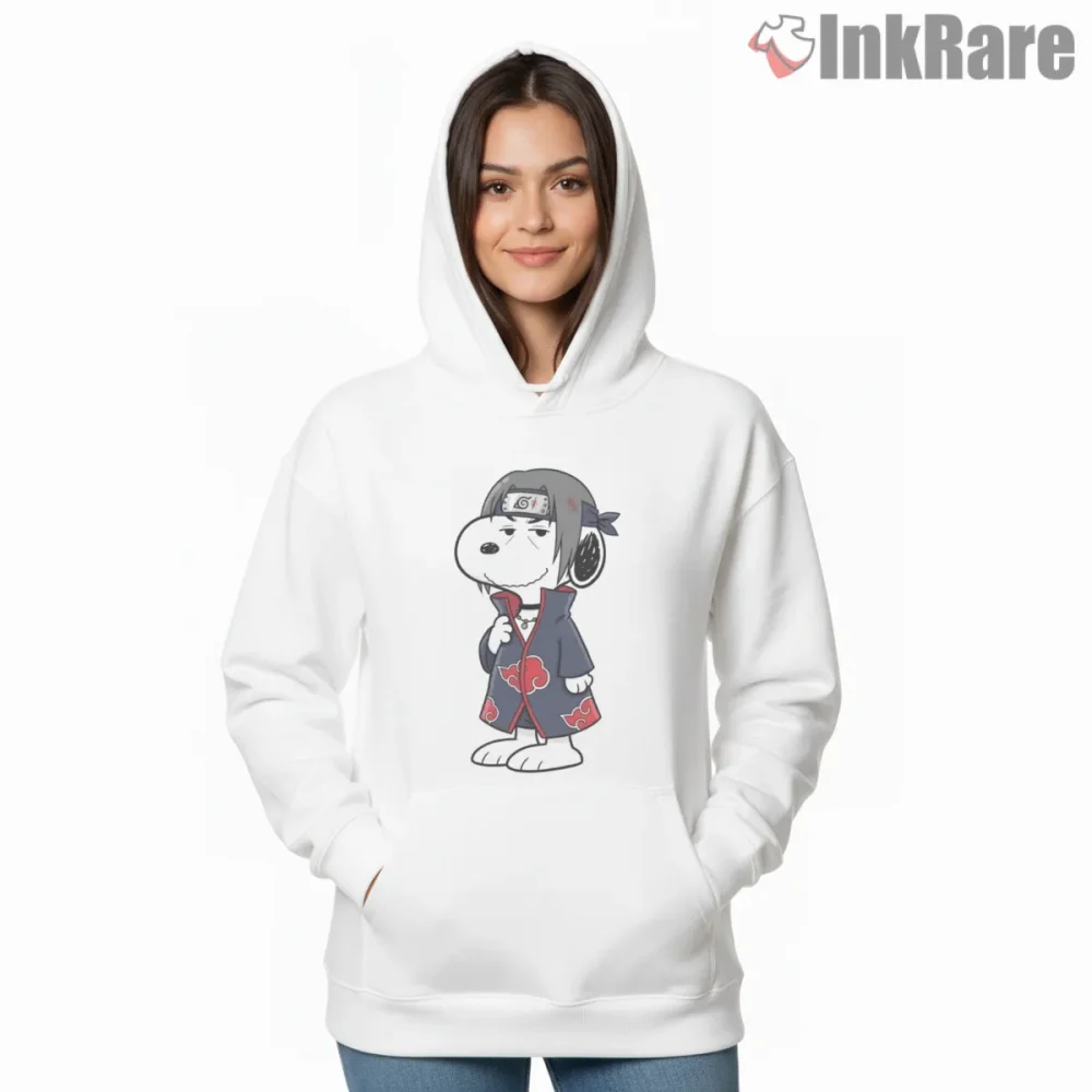Snoopy As Itachi Shadow Ninja Cloak Shirt on white hoodie for women graphic tee