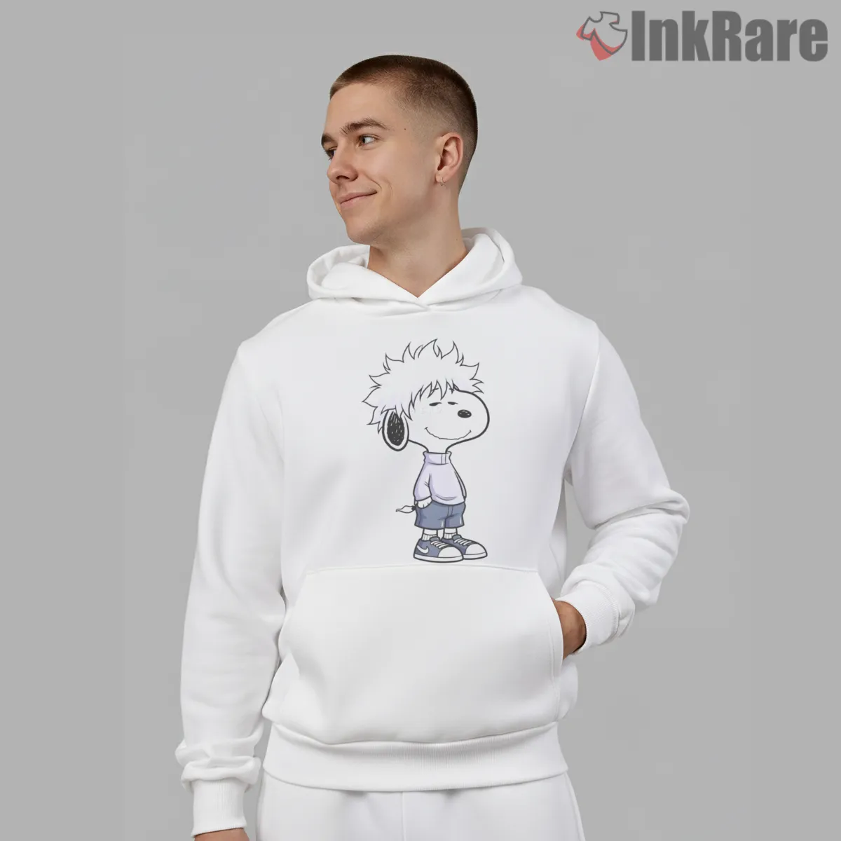 Snoopy As Killua Lightning Assassin Style Hoodie White Snoopy As Killua Lightning Assassin Style Shirt on white hoodie for men graphic tee