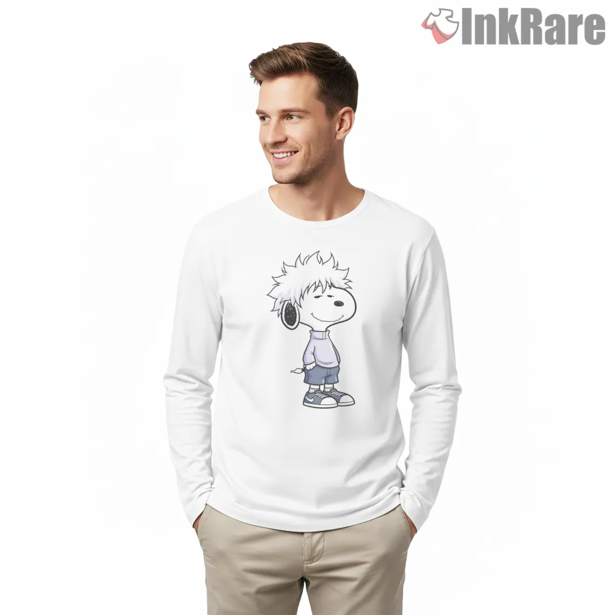 Snoopy As Killua Lightning Assassin Style Long Sleeve White Snoopy As Killua Lightning Assassin Style Shirt on white long sleeve shirt for men graphic tee