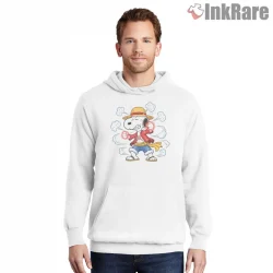 Snoopy As Luffy Gear 2 Steam Power Shirt on white hoodie for men graphic tee