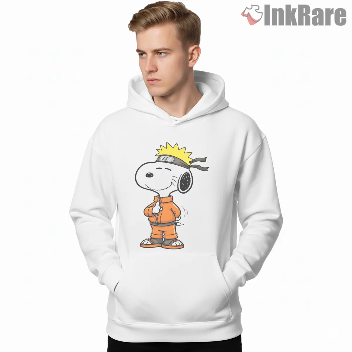 Snoopy As Naruto Hidden Leaf Ninja Shirt on white hoodie for men graphic tee