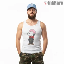 Snoopy As Yuji Itadori Anime Street Sorcerer Shirt on white tank top for men graphic tee