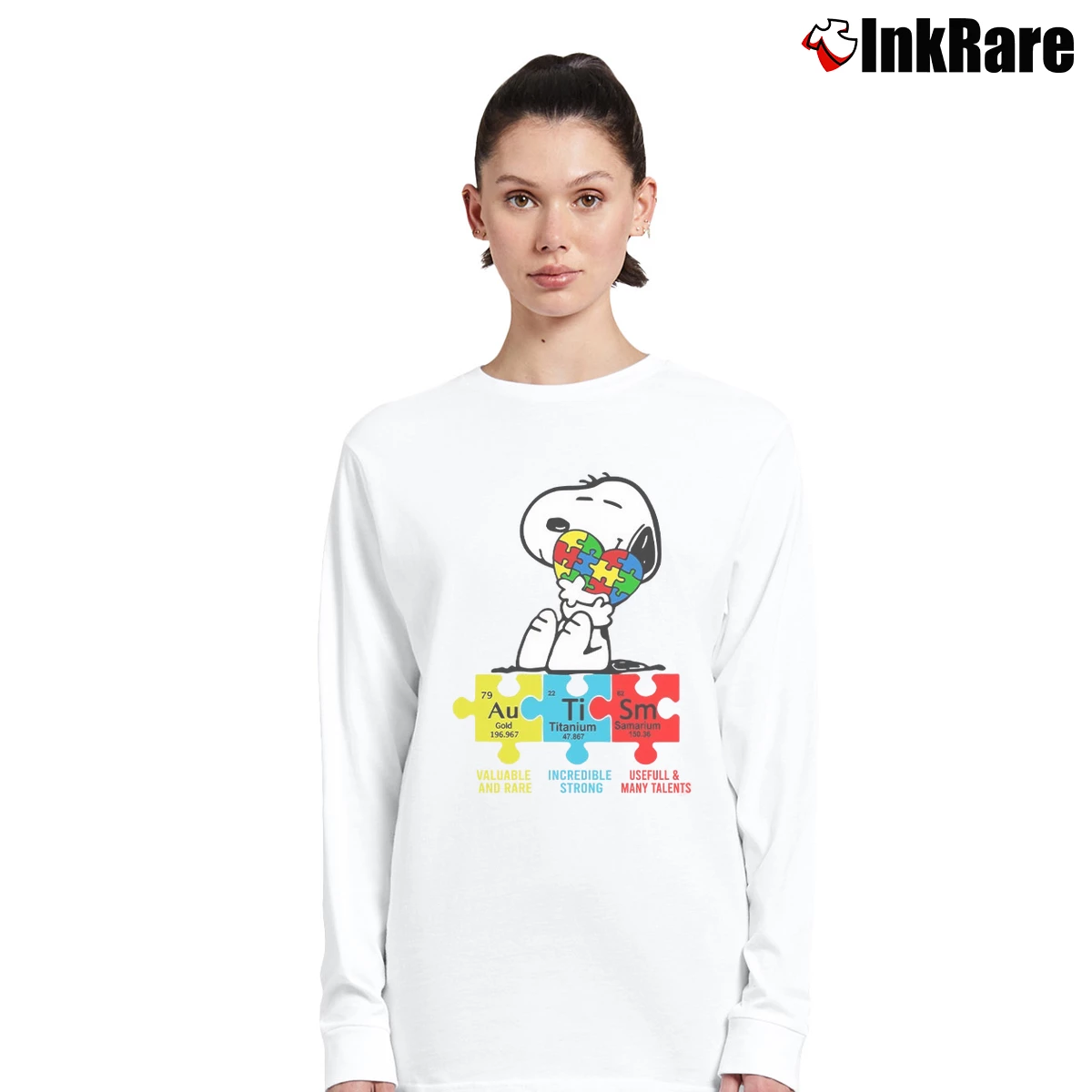Snoopy Autism Awareness Women’s Long-Sleeve Top in white – Effortless Layer Women’s Snoopy Autism Awareness Long-Sleeve Top in white | Sleek, Versatile, All-Season