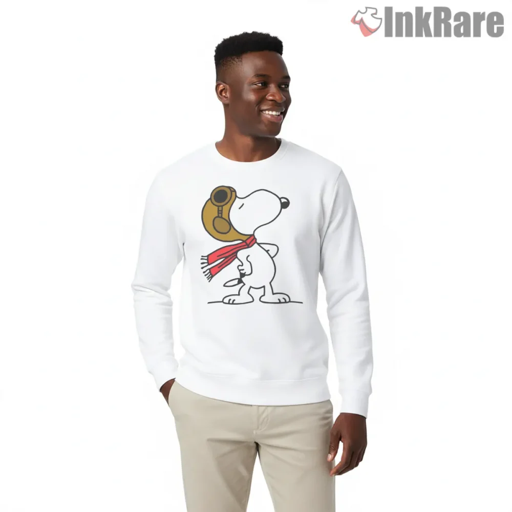 Snoopy Aviator Pilot Scarf Shirt on graphic shirt for men graphic tee