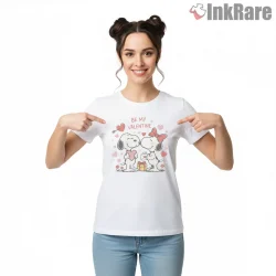 Snoopy Be My Valentine Sweetheart Shirt on white short sleeve shirt for women graphic tee