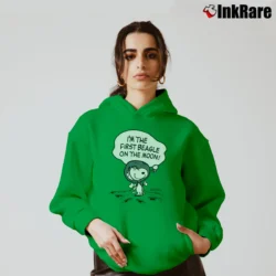 Women’s Snoopy Beagle Astronaut Cartoon Cozy Hoodie in irish green | Warm, Structured, Stylish