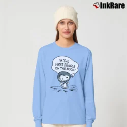 Women’s Snoopy Beagle Astronaut Cartoon Long-Sleeve Top in light blue | Sleek, Versatile, All-Season