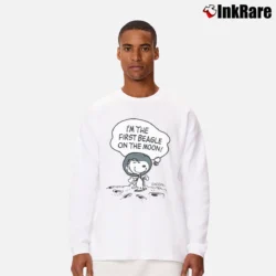 Men’s Snoopy Beagle Astronaut Cartoon Long-Sleeve Shirt in white | Sleek, Lightweight, Year-Round Wear