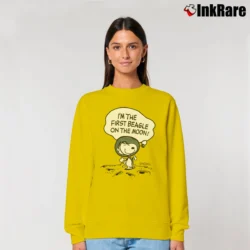 Women’s Snoopy Beagle Astronaut Cartoon Relaxed Sweatshirt in yellow | Soft, Laid-Back Vibe