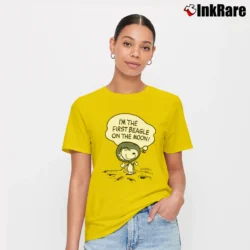 Women’s Snoopy Beagle Astronaut Cartoon Signature T-Shirt in yellow | Soft, Flattering Fit