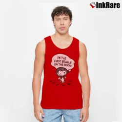 Men’s Snoopy Beagle Astronaut Cartoon Tank Top in red | Breathable, Active-Friendly Design