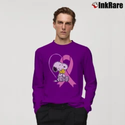 Men’s Snoopy Breast Cancer Awareness Costume Long-Sleeve Shirt in purple | Sleek, Lightweight, Year-Round Wear