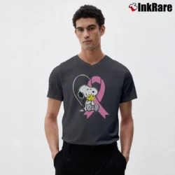 Men’s Snoopy Breast Cancer Awareness Costume V-Neck Tee in charcoal | Sharp, Breathable, Everyday Staple