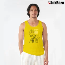Men’s Snoopy Charlie Brown As Pirates Cartoon Character Tank Top in yellow | Breathable, Active-Friendly Design