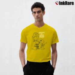 Men’s Snoopy Charlie Brown As Pirates Cartoon Character V-Neck Tee in yellow | Sharp, Breathable, Everyday Staple