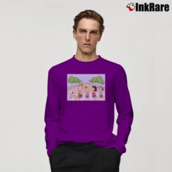 Men’s Snoopy Charlie Brown Crosswalk Cartoon Long-Sleeve Shirt in purple | Sleek, Lightweight, Year-Round Wear