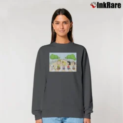 Women’s Snoopy Charlie Brown Crosswalk Cartoon Relaxed Sweatshirt in charcoal | Soft, Laid-Back Vibe
