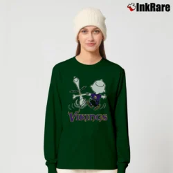 Women’s Snoopy Charlie Brown Happy Minnesota Vikings Fans Long-Sleeve Top in forest green | Sleek, Versatile, All-Season