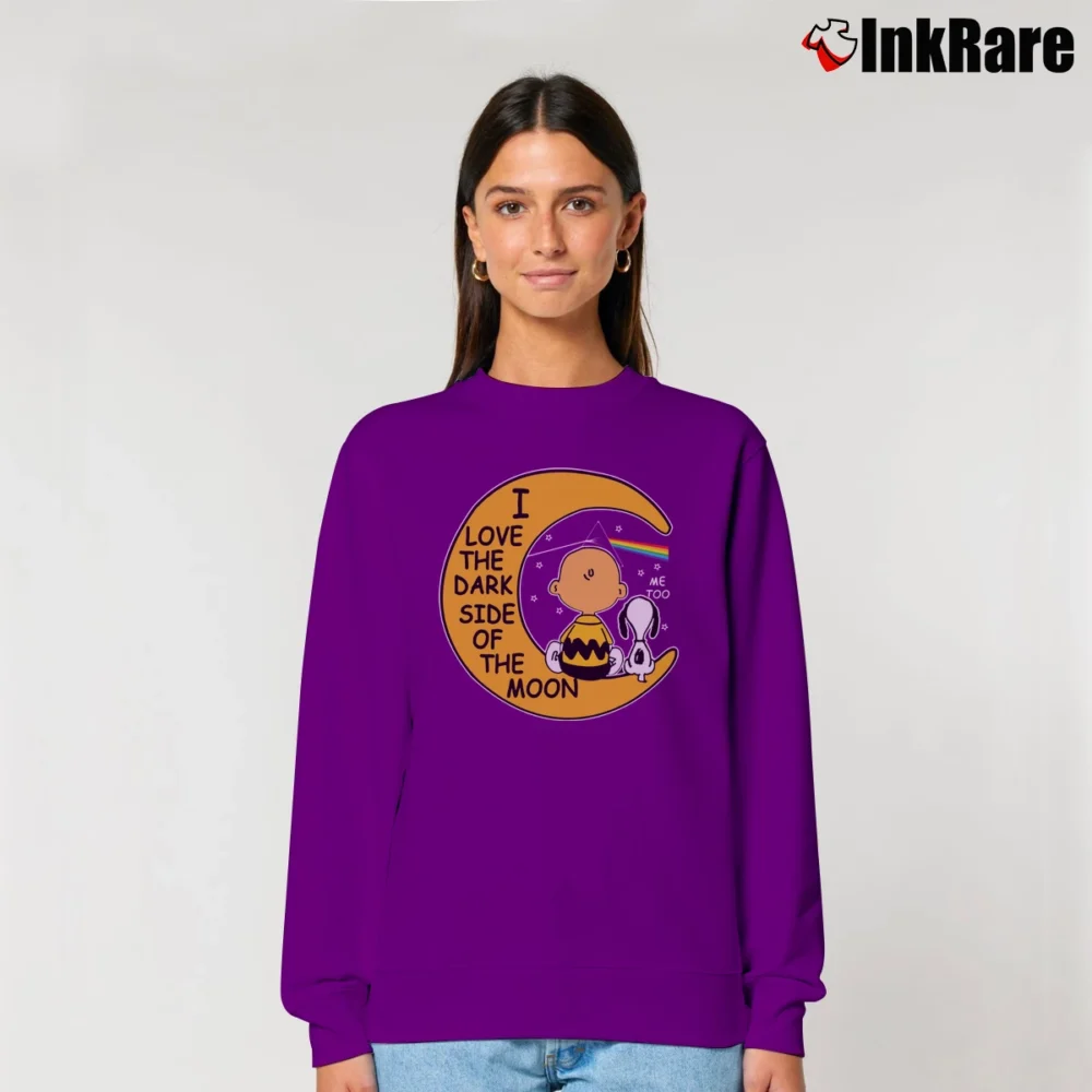 Women’s Snoopy Charlie Brown I Love The Dark Side Of The Moon Relaxed Sweatshirt in purple | Soft, Laid-Back Vibe