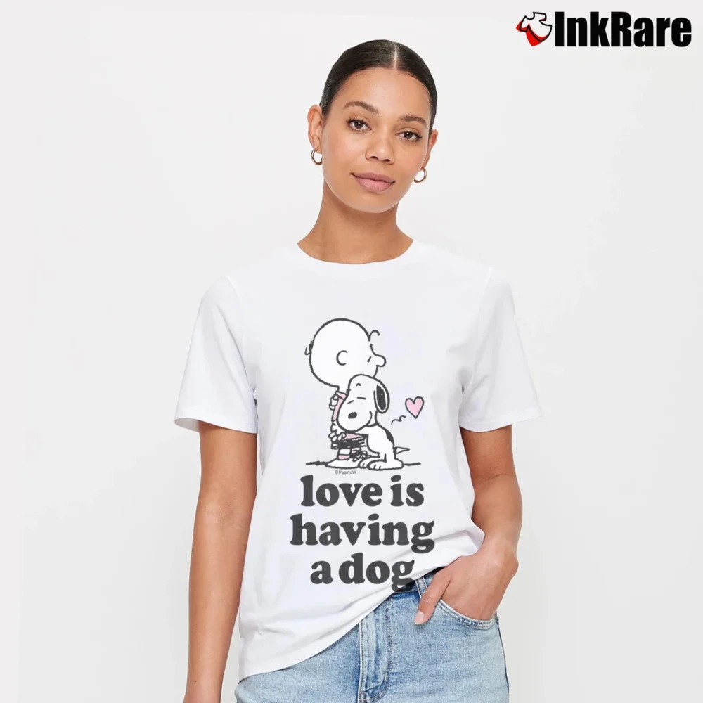 Women’s snoopy charlie brown love having dog T-Shirt in white | Soft, Flattering Fit
