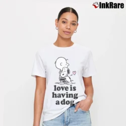 Women’s snoopy charlie brown love having dog T-Shirt in white | Soft, Flattering Fit