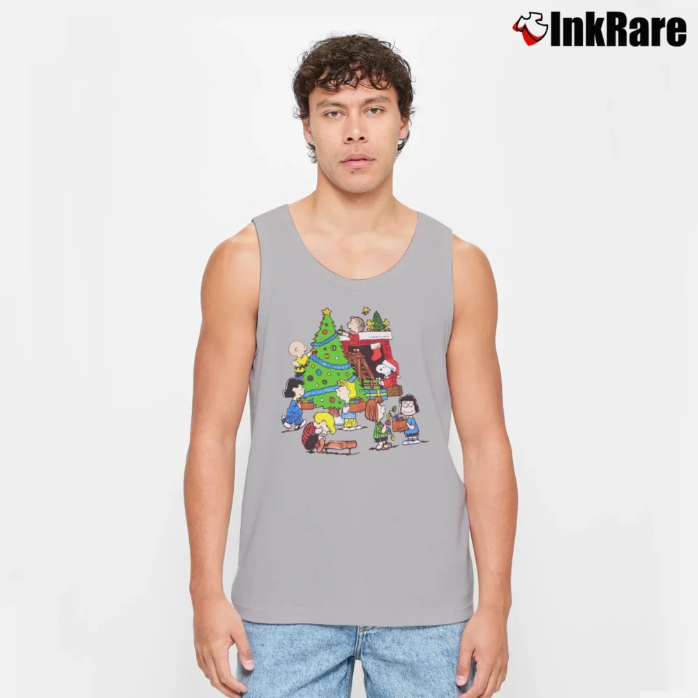 Men’s Snoopy Charlie Brown Peanuts Christmas Tank Top in sport grey | Breathable, Active-Friendly Design