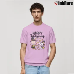 Men’s Snoopy Charlie Brown Pilgrim Thanksgiving Classic T-Shirt in light pink | Soft, Breathable Everyday Wear