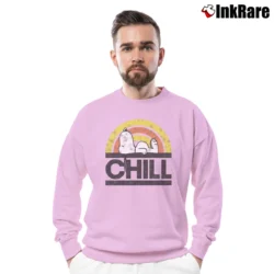 Men’s Snoopy Chill Assorted Peanuts Graphic Crewneck Sweatshirt in light pink | Cozy Fabric, Clean Style