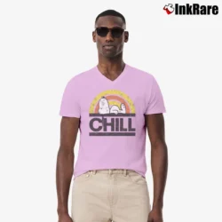 Men’s Snoopy Chill Assorted Peanuts Graphic V-Neck Tee in light pink | Sharp, Breathable, Everyday Staple