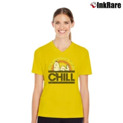 Women’s Snoopy Chill Assorted Peanuts Graphic V-Neck Tee in yellow | Chic Neckline, Soft Texture