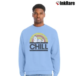 Men’s Snoopy Chill Peanuts Graphic Crewneck Sweatshirt in light blue | Cozy Fabric, Clean Style