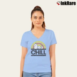 Women’s Snoopy Chill Peanuts Graphic V-Neck Tee in light blue | Chic Neckline, Soft Texture