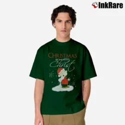 Men’s Snoopy Christmas Begins With Christ Peanuts Classic T-Shirt in forest green | Soft, Breathable Everyday Wear