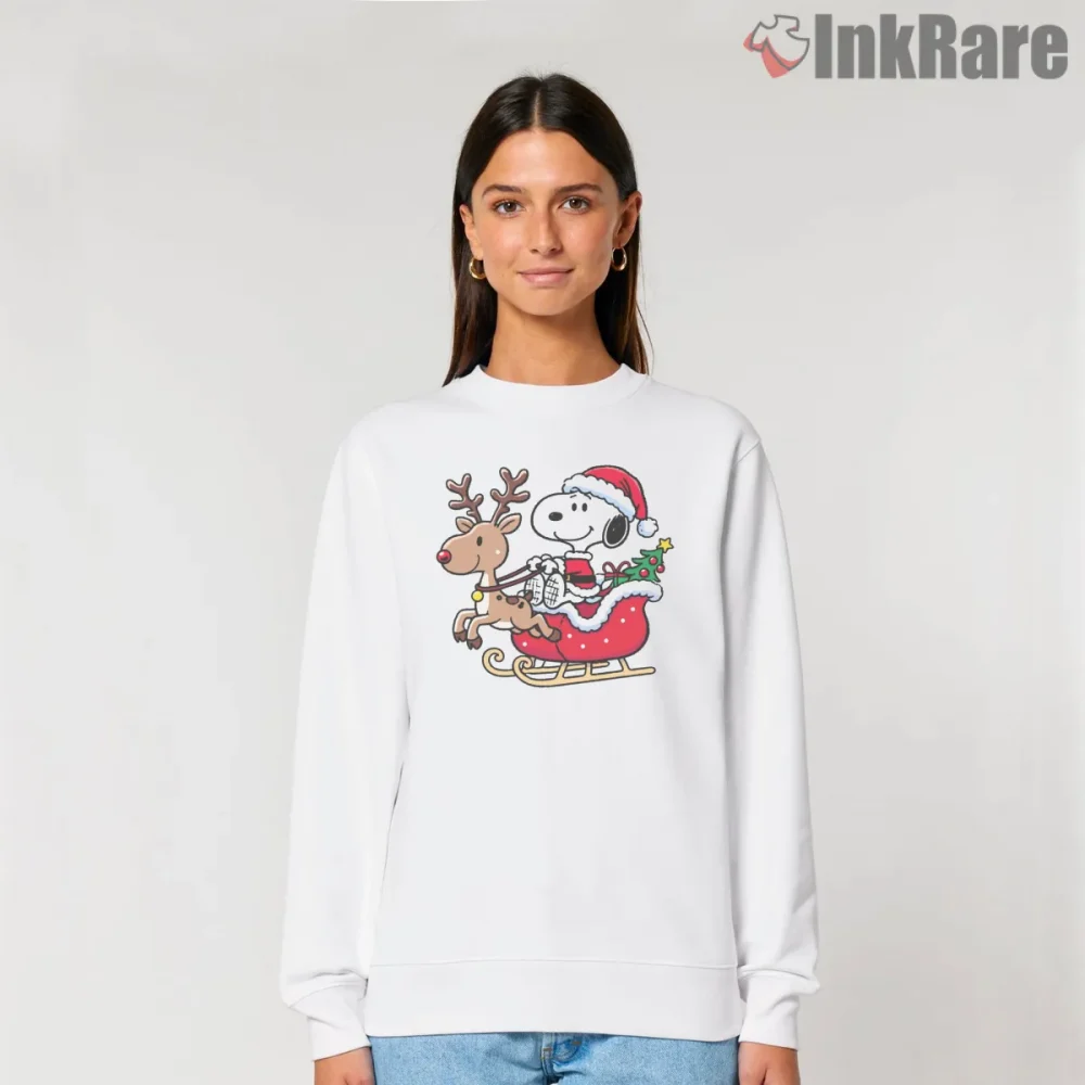 Snoopy Christmas Sleigh Ride Reindeer Shirt on graphic shirt for women graphic tee