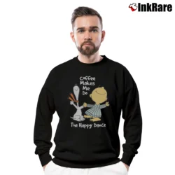 Men’s Snoopy Coffee Made Me Do It Crewneck Sweatshirt in black | Cozy Fabric, Clean Style