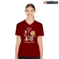 Women’s Snoopy Coffee Made Me Do It V-Neck Tee in maroon | Chic Neckline, Soft Texture