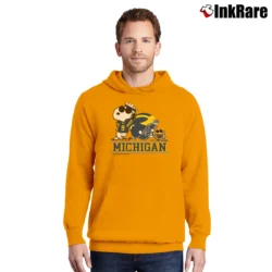 Men’s Snoopy College Football Rose Bowl Michigan 2024 Classic Pullover Hoodie in orange | Cozy, Durable, Modern Fit