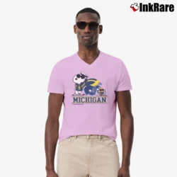 Men’s Snoopy College Football Rose Bowl Michigan 2024 Classic V-Neck Tee in light pink | Sharp, Breathable, Everyday Staple