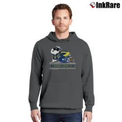 Men’s Snoopy College Football Rose Bowl Michigan 2024 Pullover Hoodie in charcoal | Cozy, Durable, Modern Fit