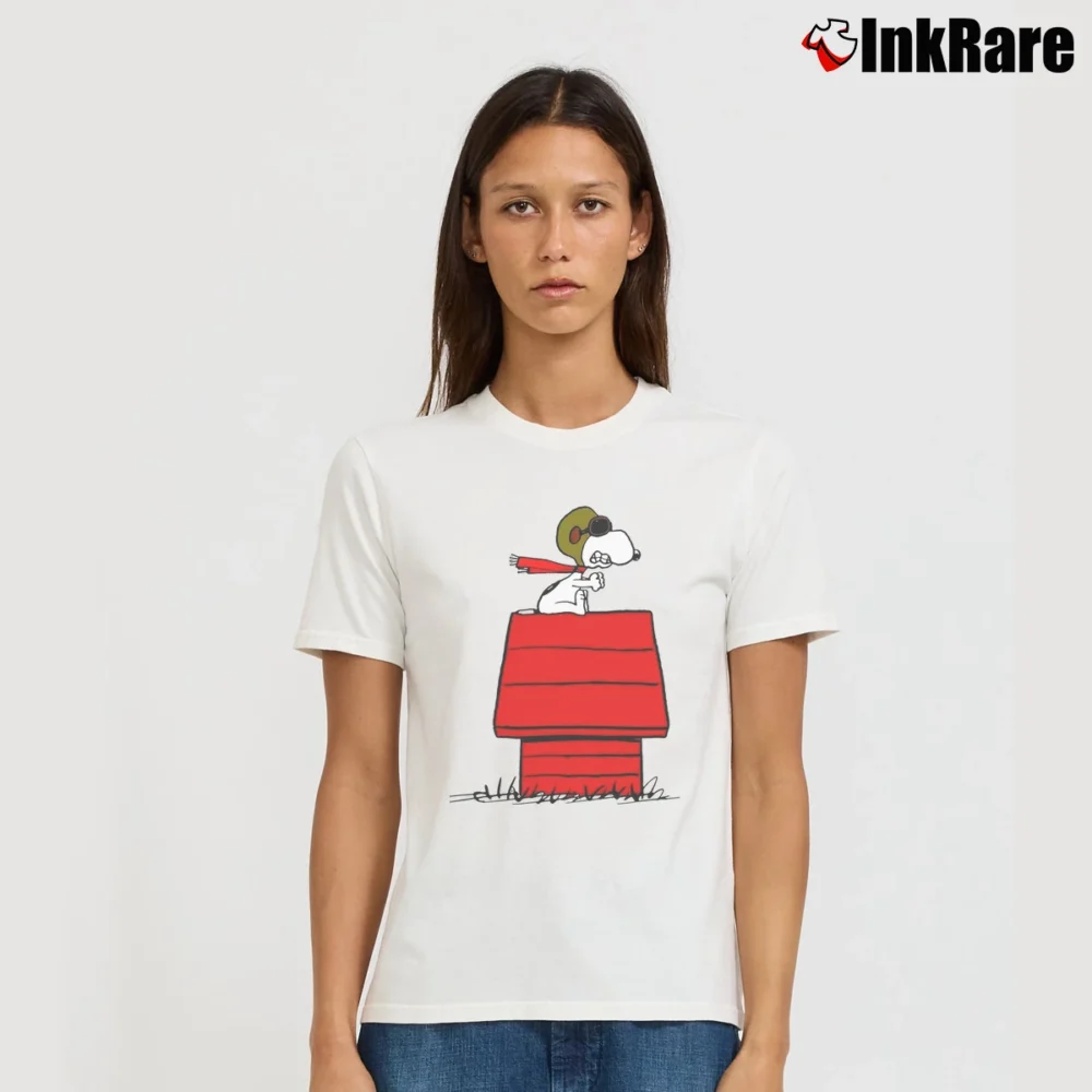 Women’s Snoopy Curse You Red Baron Funny Signature T-Shirt in white | Soft, Flattering Fit