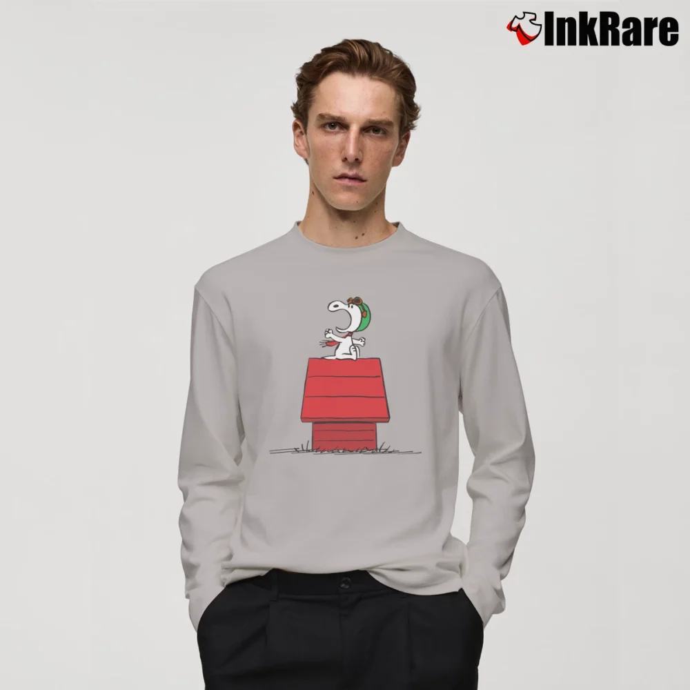 Men’s Snoopy Curse You Red Baron Long-Sleeve Shirt in sport grey | Sleek, Lightweight, Year-Round Wear