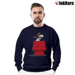 Men’s Snoopy Curse You Red Baron Crewneck Sweatshirt in navy | Cozy Fabric, Clean Style