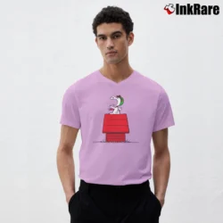 Men’s Snoopy Curse You Red Baron V-Neck Tee in light pink | Sharp, Breathable, Everyday Staple