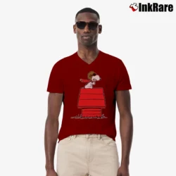 Men’s Snoopy Curse You Red Baron V-Neck Tee in maroon | Sharp, Breathable, Everyday Staple