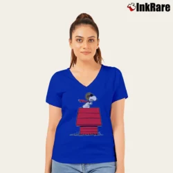 Women’s Snoopy Curse You Red Baron V-Neck Tee in royal blue | Chic Neckline, Soft Texture